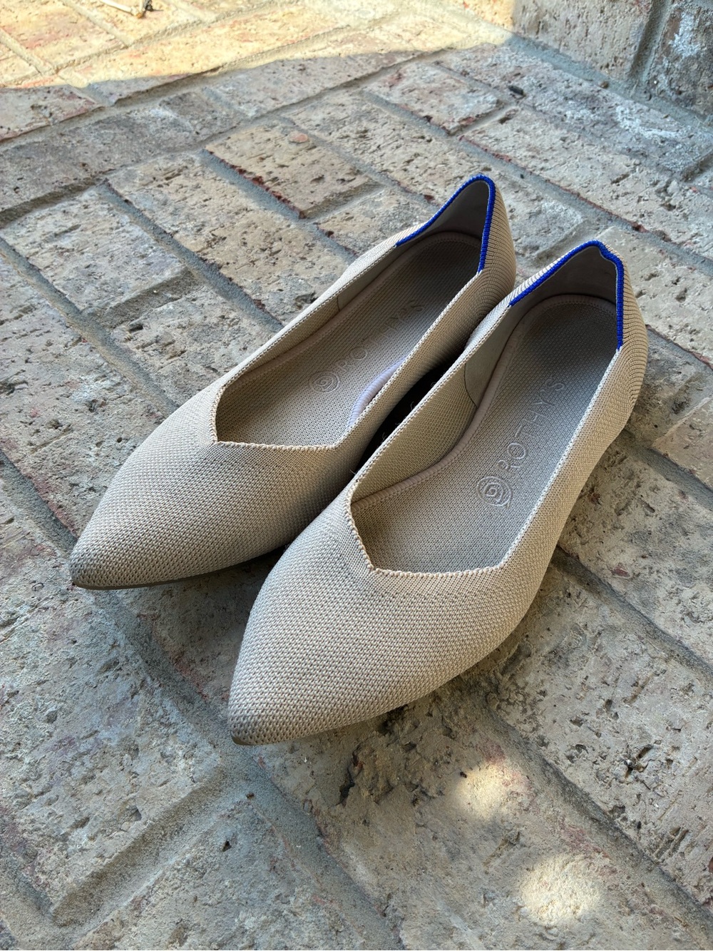 Rothy's The Point Knit Flats in Ecru Beige